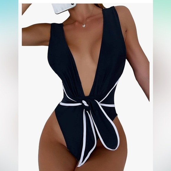 NWT deep v neck swimsuit - Picture 1 of 5